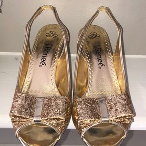Gold Glitter Bow Shoes